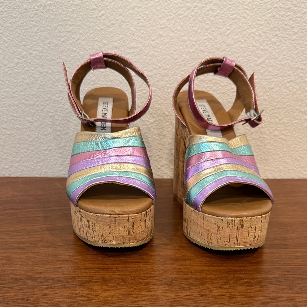 Steve Madden Pastel Striped Platform Sandals